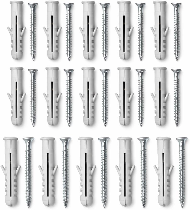 Fischer Dowels with Screws 3x35mm M6 - Set of 30 (15 Dowels + 15 Screws) - Expansion Dowels for Wall and Concrete - Ideal for Shelves, Paintings and Supports