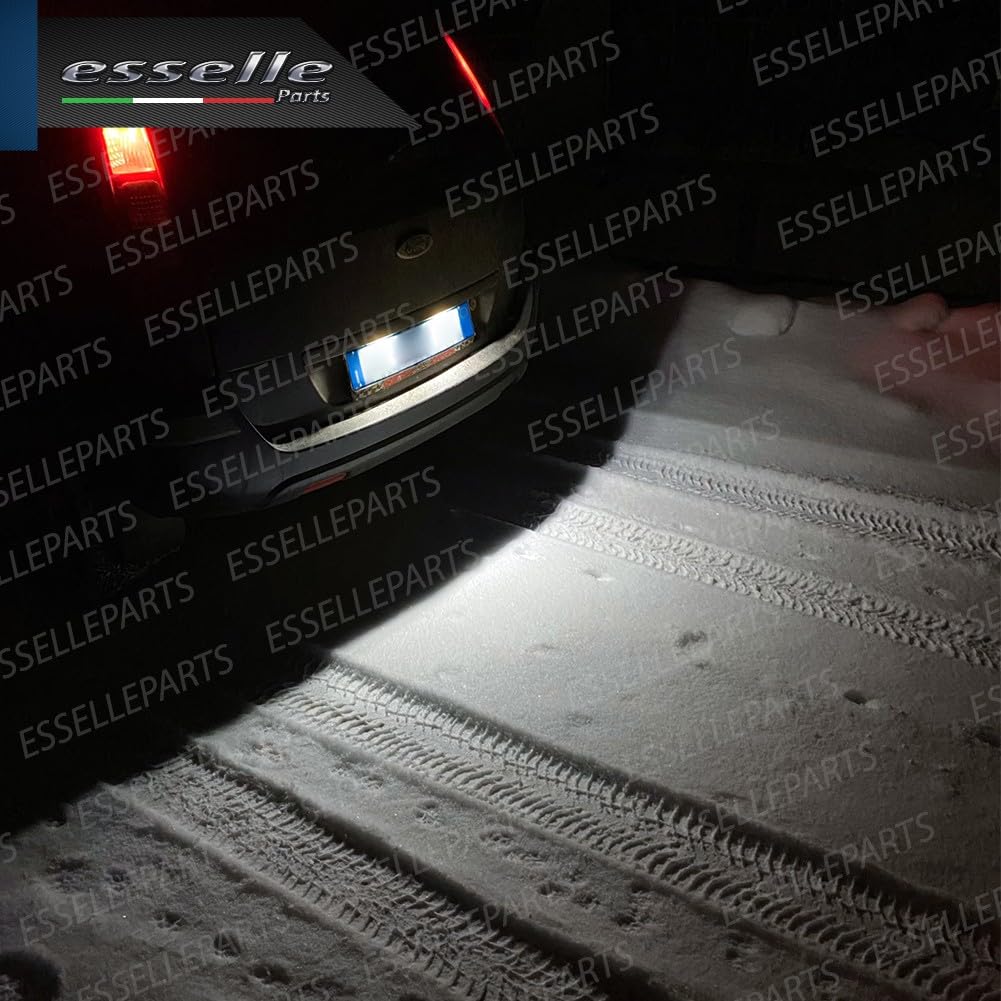 Placchette Luci Targa LED Compatibili con Ford Fiesta MK5, Fusion, Mondeo MK2 18 SMD CANBUS 6000K Bianco Ghiaccio Plug & Play
