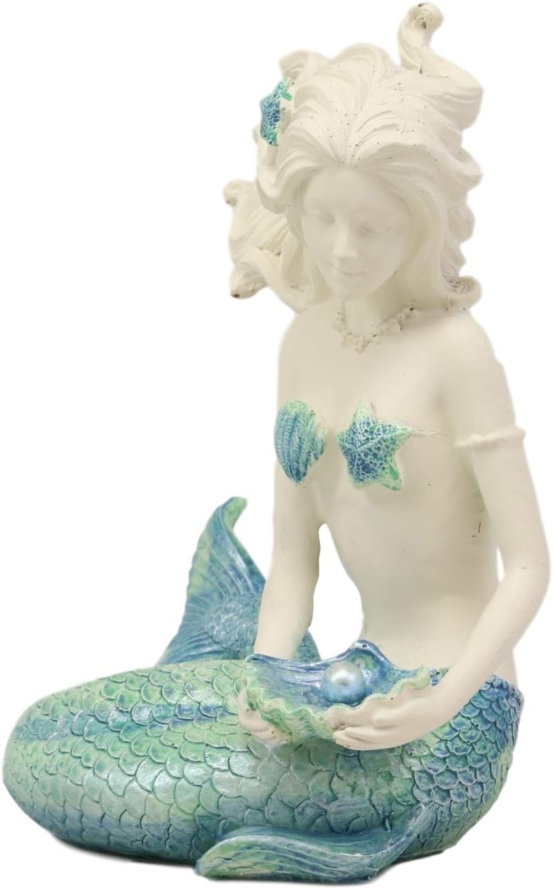 Amazon Ebros ギフト 海のカピス 青い尾のサイレン人魚 貝殻とヒトデの像 海のアクアマリン プリンセス 海の海の下のビーチ 装飾アクセント M 置物 オブジェ オンライン通販