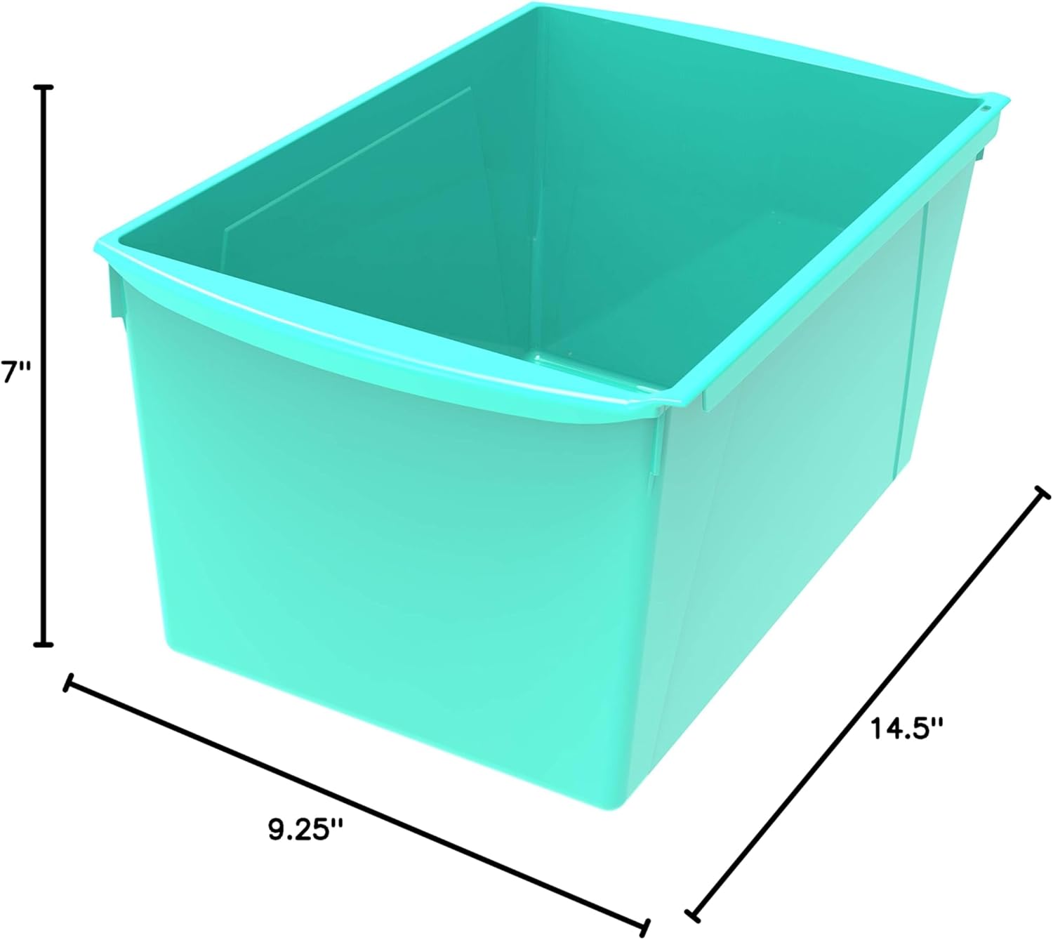 Storex Extra-Large Book Bin, Interlocking Plastic Organizer for Home, Office and Classroom, Teal, 6-Pack (71134U06C)