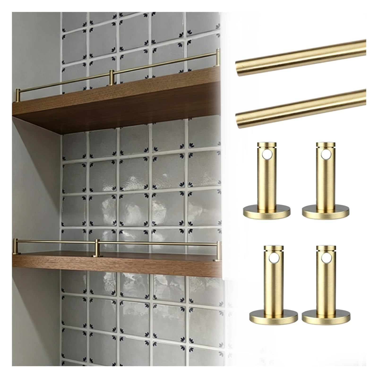 Peynir 2 Pack 1 2 3 4 Pack Customizable Cabinet Guardrail Bar, Bookcases Dish Racks Bars Decor Shelf Anti-Fall Rail Sets With Mounting Screws, Brass Gallery Railing For Collectibles(,L 29"/73.7Cm)
