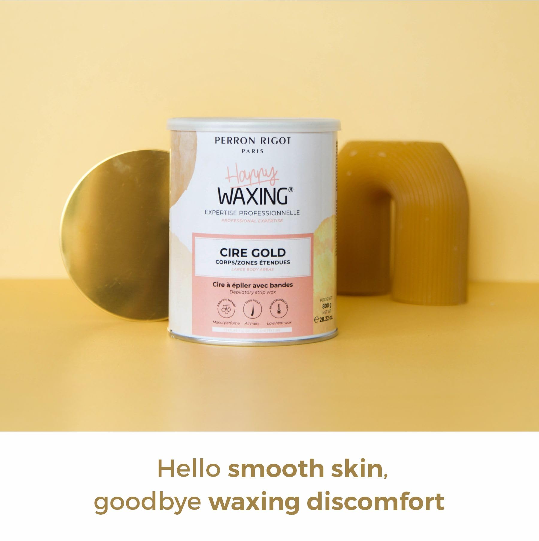 Perron Rigot Cire Gold Depilatory Tin Strip Wax for Full Body Waxing 800g with Monoi Fragrance