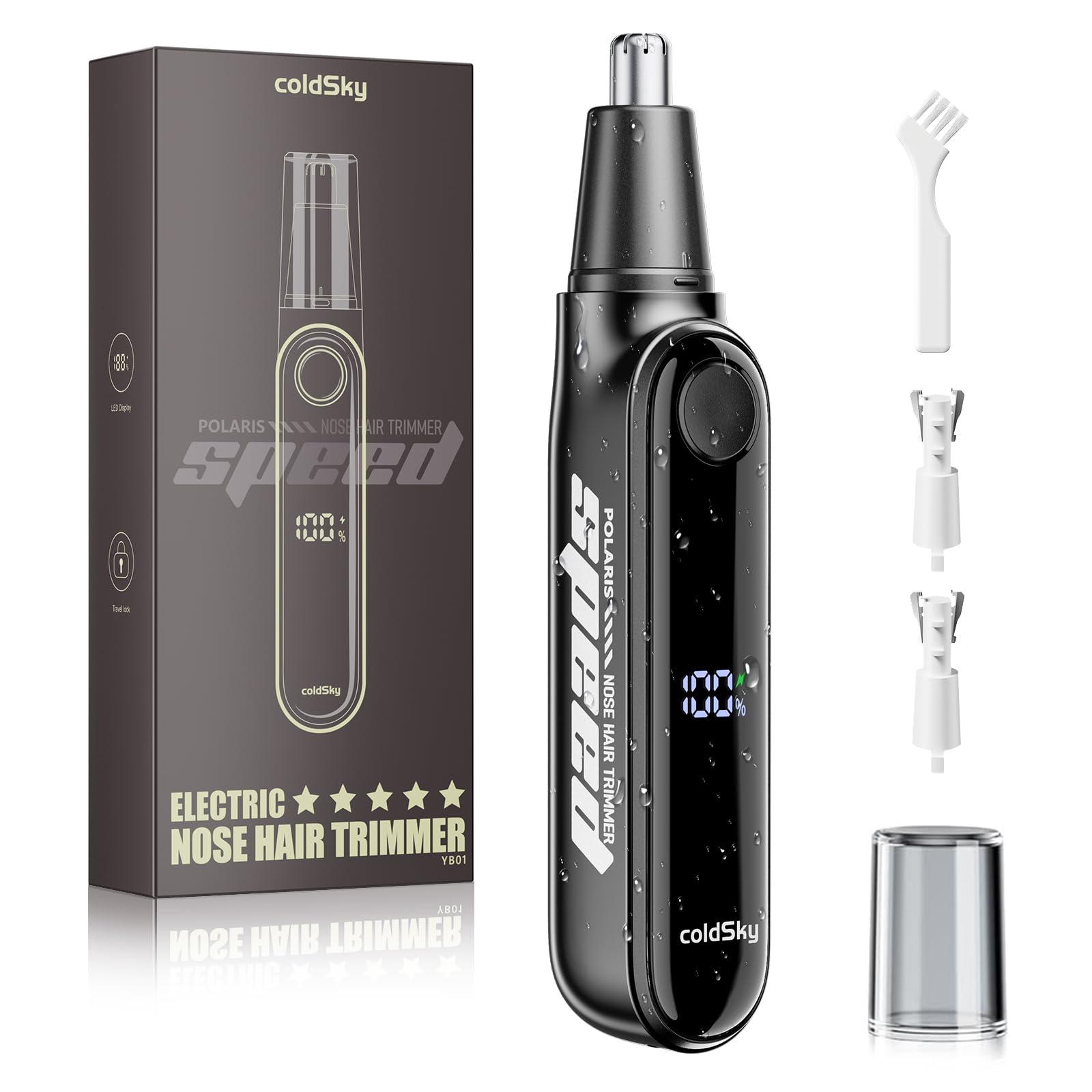 coldSky Ear Nose Hair Trimmer with LED Display for Men Women - Professional Painless Eyebrow Facial Nose Hair