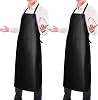 Gotega 2 Pack Waterproof Rubber Vinyl Apron, 40 Inch Heavy Duty Chemical Resistant Lab Apron Butcher Adjustable Bib for Dishwashing Kitchen Cooking Drawing Black