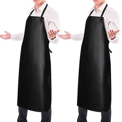 2 Pack Waterproof Rubber Vinyl Apron 40 Inch Chef Aprons
