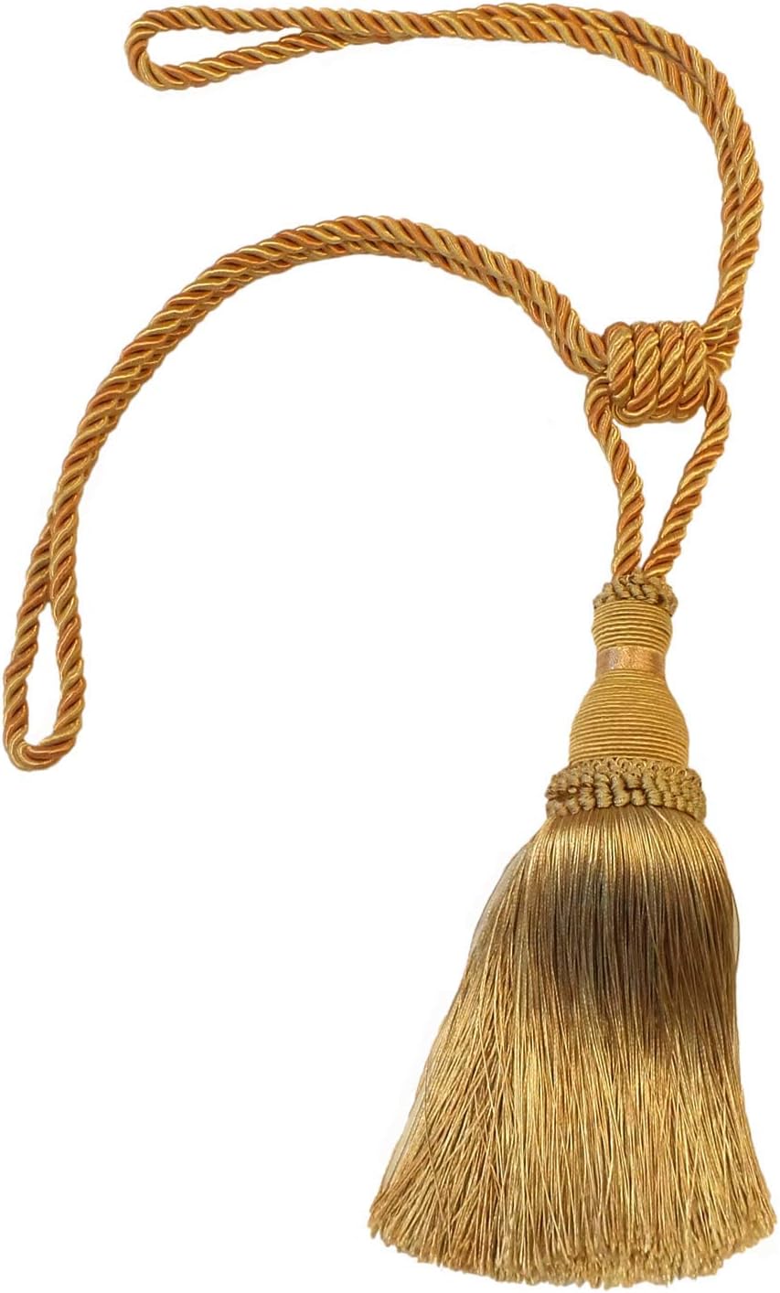 DÉCOPRO Noblesse Collection Elegant Curtain & Drapery Tassel Tieback Tassel Length 8" (20cm) 30" Spread (76cm) - Set of 4 in Dark Gold and Yellow Gold