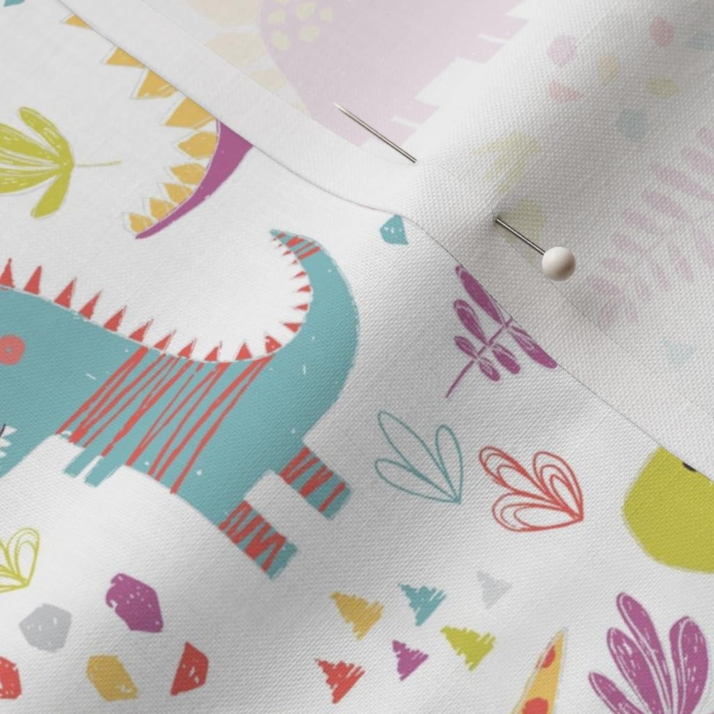 Spoonflower Fabric - Princess Girl Animals Kids Dinosaurs Tyrannosaurus Stegosaurus Printed on Petal Signature Cotton Fabric by The Yard - Sewing Quilting Apparel Crafts Decor