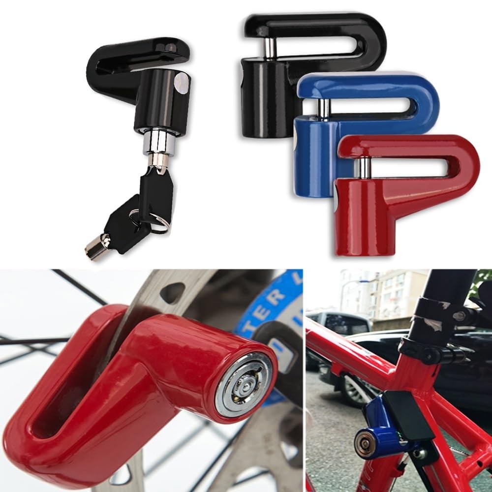 Candado Moto Cerradura de Seguridad para Motocicleta, antirrobo, Freno de Disco de Bicicleta, Accesorios para Equipos de conducción Candado Moto Cadena(Red Rope)