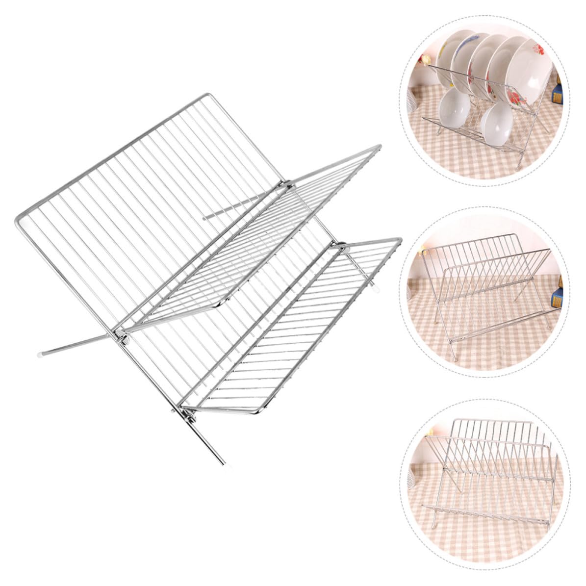 Porte-assiettes Rangement Drainage des Assiettes en Acier Inoxydable Argenté, Support Vaisselle Simple et Fonctionnel Cuisine