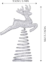 Vista 5 de VALICLUD 5.5-Inch Gold Glittered Christmas Tree Topper 3D Glitter Reindeer Silver Tree Topper for Christmas Tree Decorations Dorado