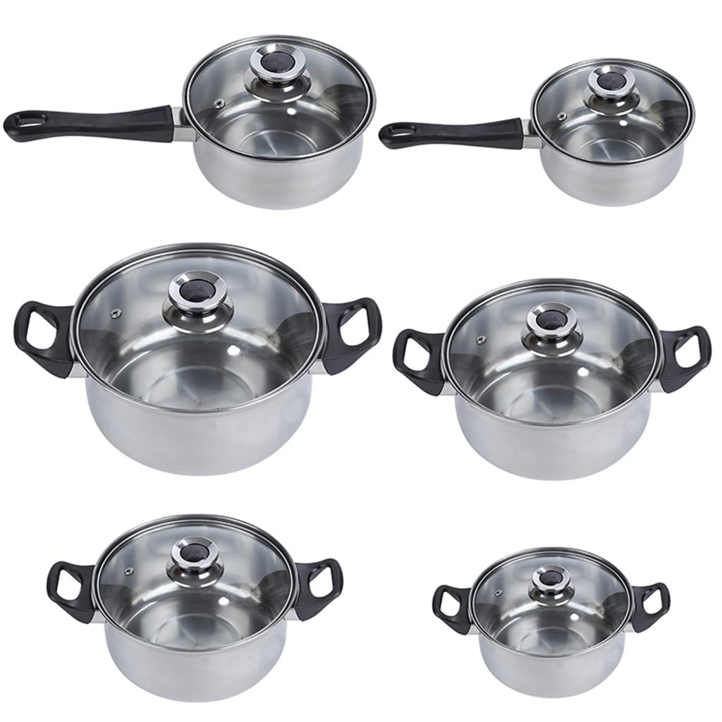 Batterie de cuisine en acier inoxydable poli miroir 6 pièces induction