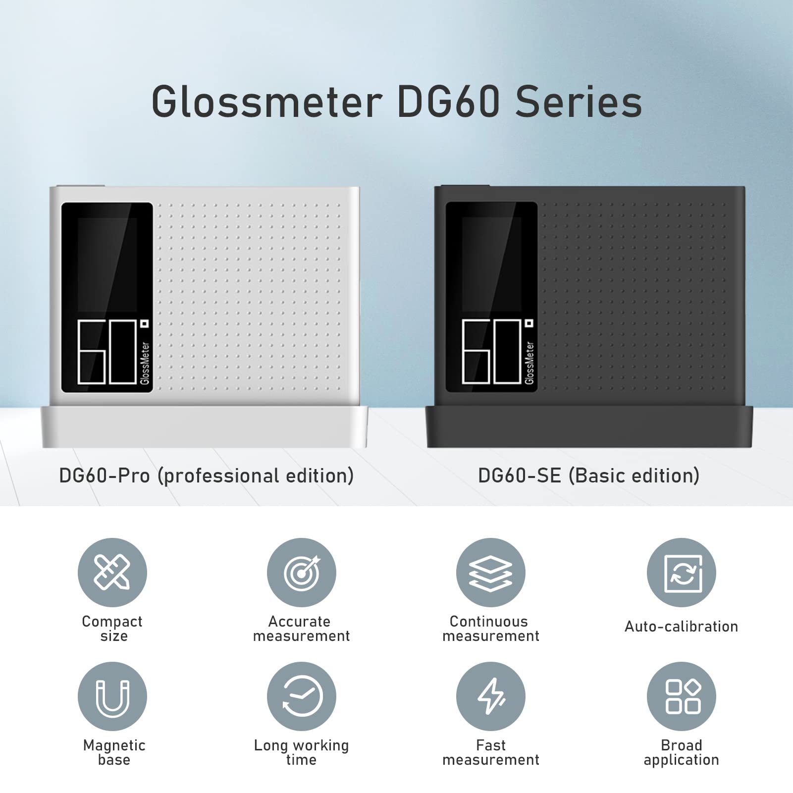 Gloss Meter, Color Spectrum High Portable Gloss Meter Tint Meter Colorimeter Metal Glarimeter Gloss Tester for Car Paint Plastic Gloss Tester(Black,White) (Professional