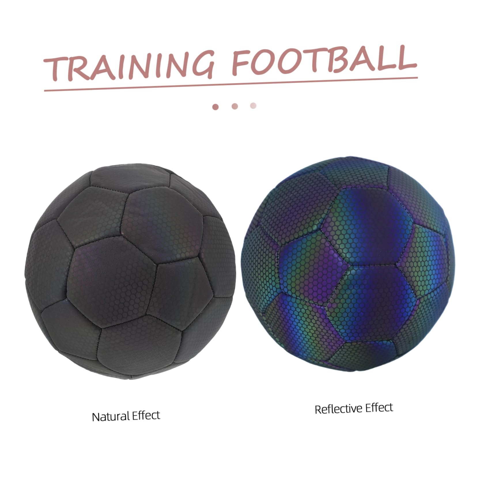 Abaodam Balón de Fútbol Reflectante Luminoso para Entrenamiento y Juego | Goma, Cuero Sintético y Cámara de Butilo, Alta Visibilidad, Uso Versátil en Escuelas y Campos de Práctica