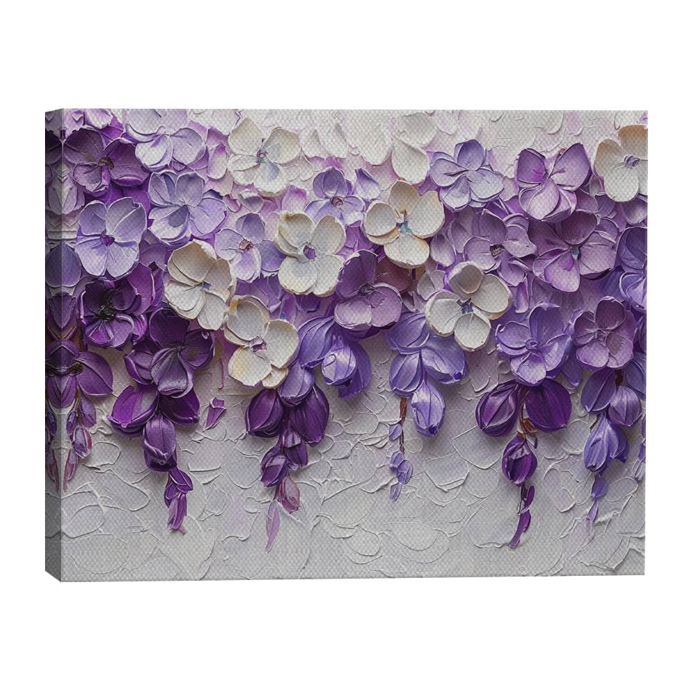 HomeGiftCentral Lilac Flowers Purple Style 1 Canvas Wall Art Picture Prints Framed For Living Room Wall Home Decor Gifts For Family Art Easy Hanging