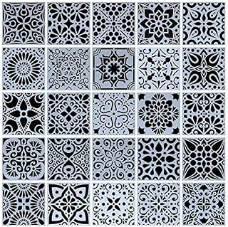 25-Pack (4x4 Inch) Painting Drawing Stencils Mandala Template for Stones Floor Wall Tile Fabric Wood Burning Art&Craft Supplies -reuseable