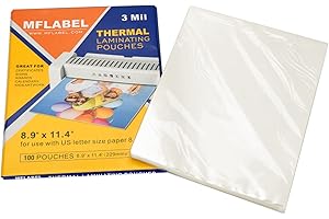 Thermal Laminating Pouches 8.9 x 11.4 Inch, mflabel 100-Pack 3 Mil Clear...