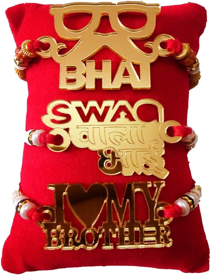 Avanti Creation Multicolor Different Pattern Rakhi For Brother Rakhi Set For Brother Rakhi Bracelet For Brother Pack Of 3 Rakhi