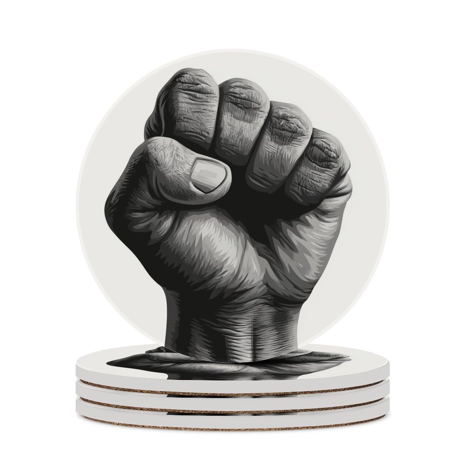 Simple Fist Black And White Coasters Set of 4 Absorbent Coasters