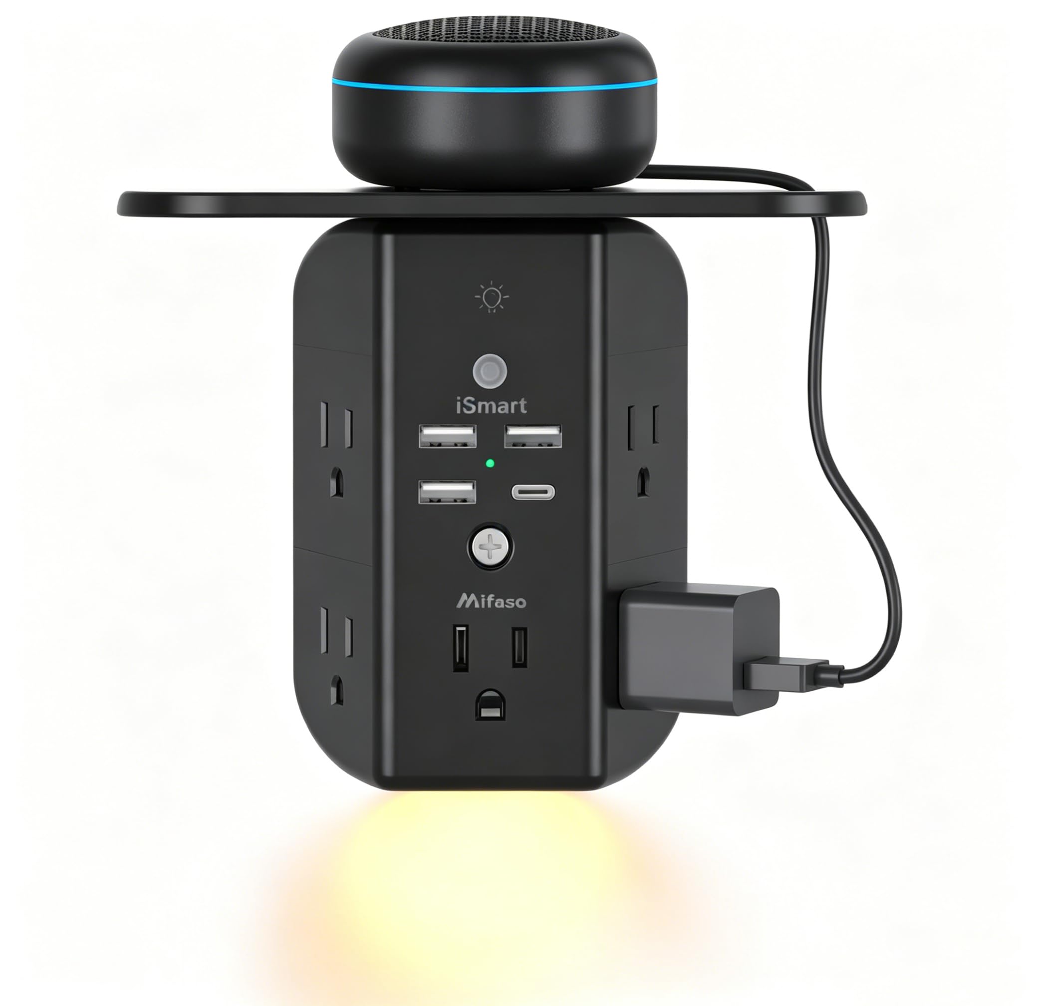 Mifaso Outlet Extender with Shelf and Night Light, 1800J Surge Protector — Amazon image 13