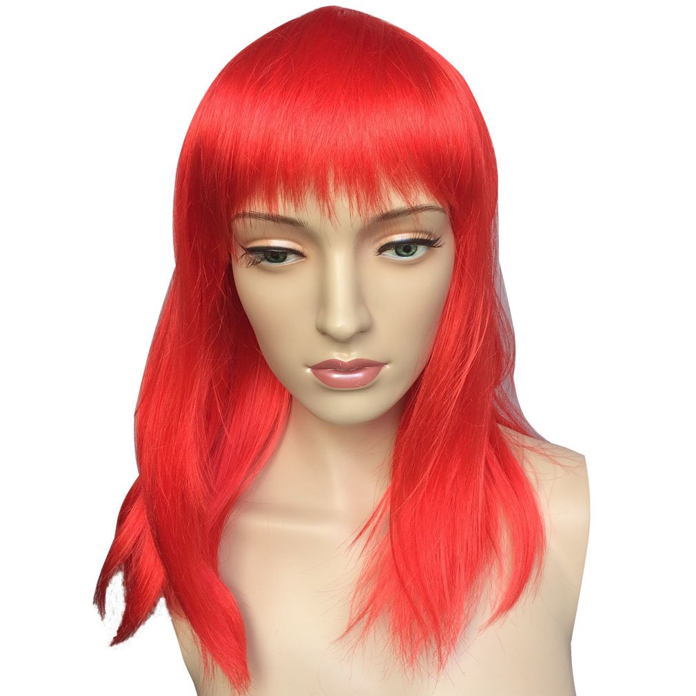 Namecute Red Wig Long Cosplay Wigs for Women Heat Resistant Synthetic Fibre with
