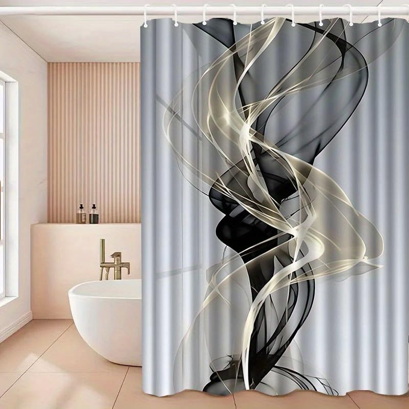 Rideau de salle de bain en polyester imperméable avec crochets 140x210