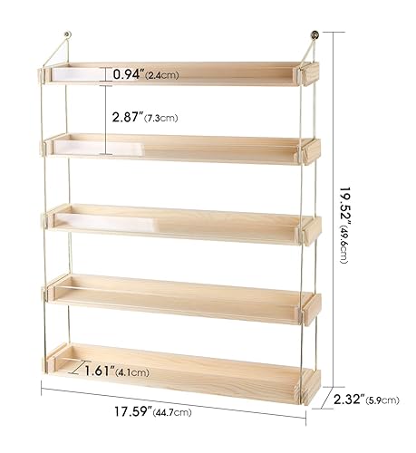 Miniatura 3 de J JACKCUBE DESIGN Estantes de exhibición de esmalte de uñas de metal dorado y madera para montaje en pared, organizador con capacidad para 60
