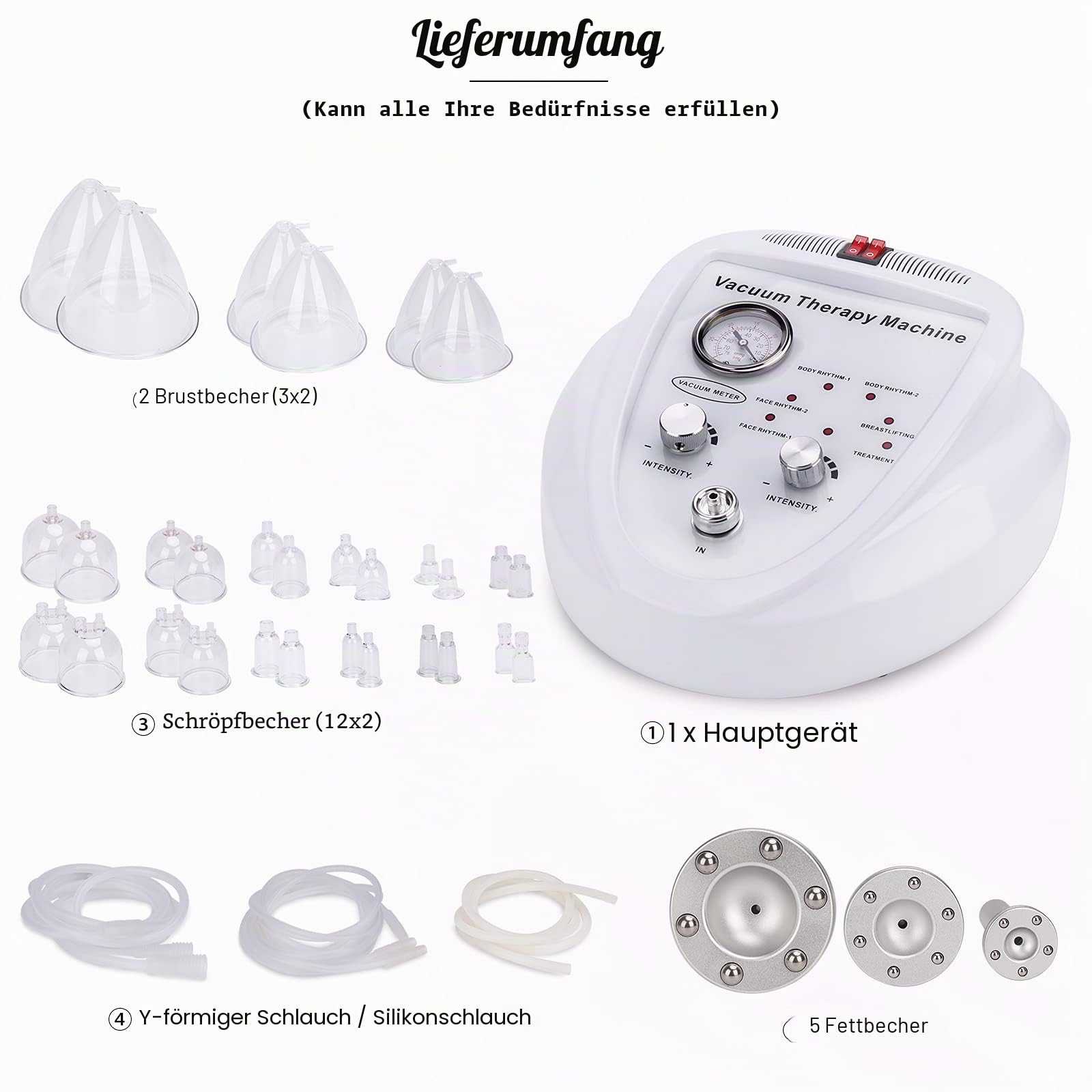 Meifuly Vakuum Schröpftherapie-Sets mit 30 Tassen und 3 Pumpen, einstellbarer Saugkraft und 6 Modi Vakuumtherapiegeräte