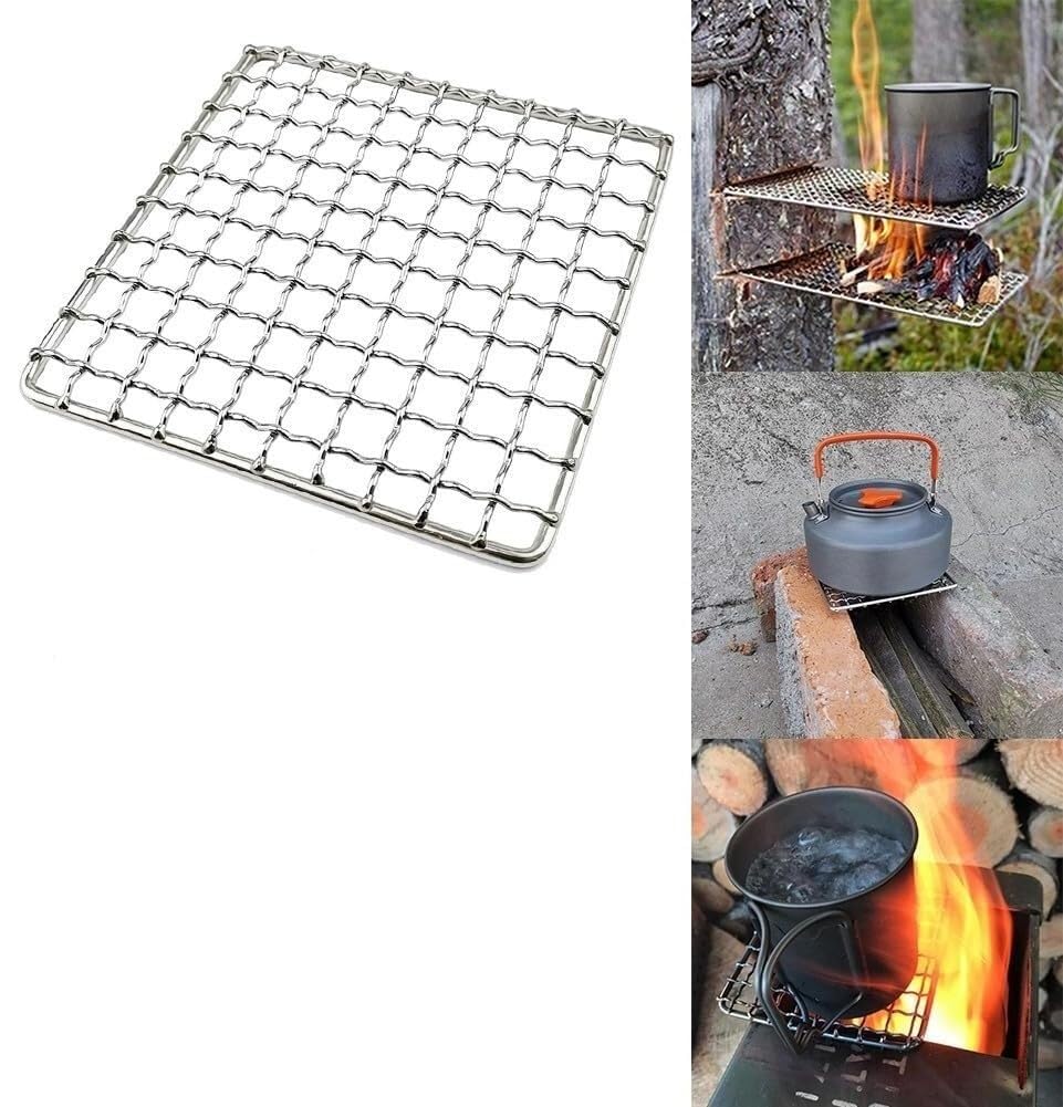 Griglia BBQ Mesh 13 x 13 cm, resistente alle alte temperature, da campeggio