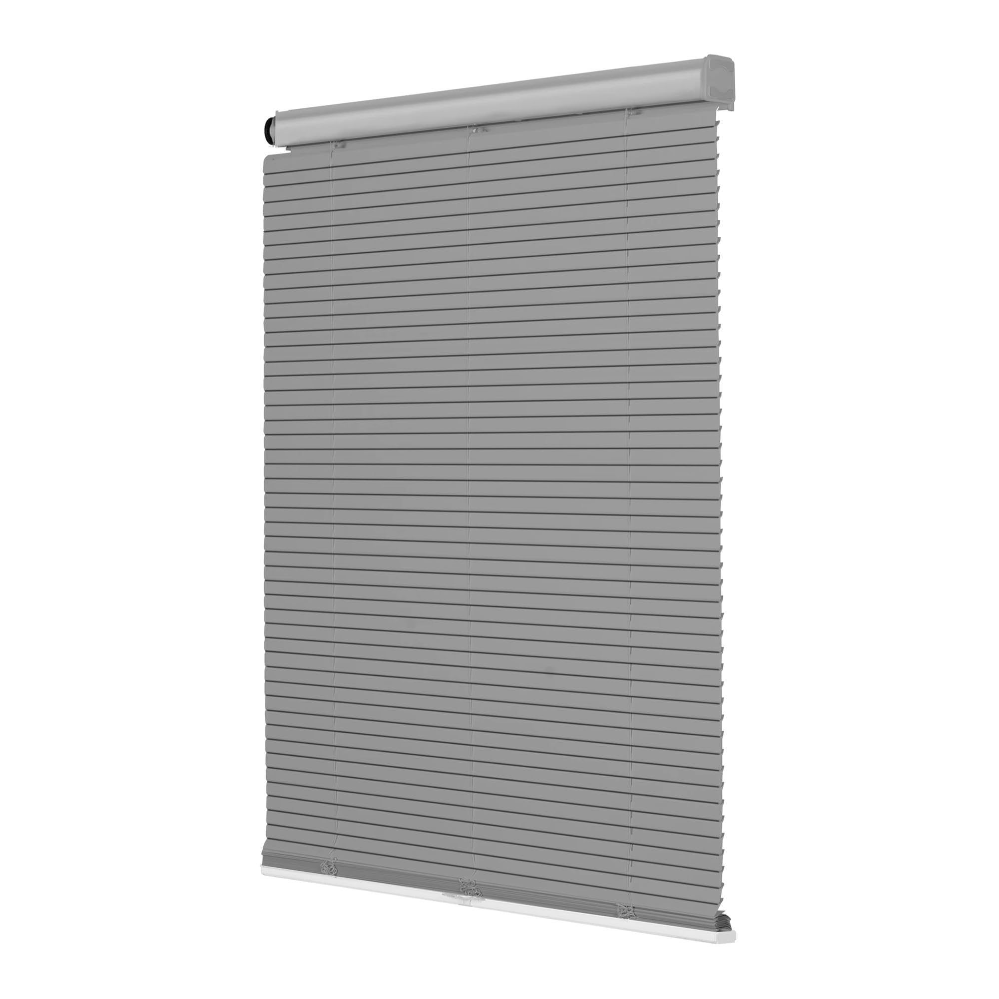 No Drill Blind Cordless Mini Window Blinds No Drill Room Darkening Blind Light Filtering Aluminum Horizontal Blinds Shades(Gray,27"W x 48"L)