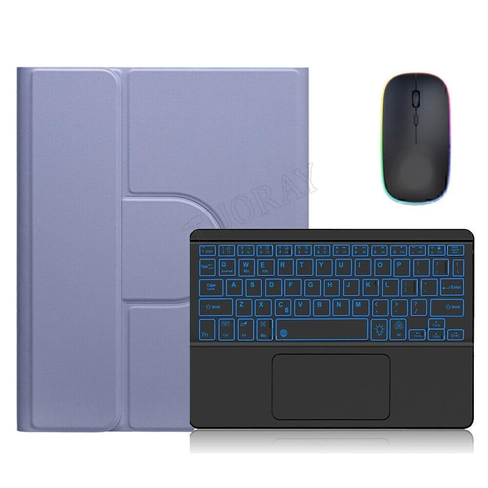 Clavier iPad 10e génération rétroéclairé pavé tactile et souris étui violet - 8