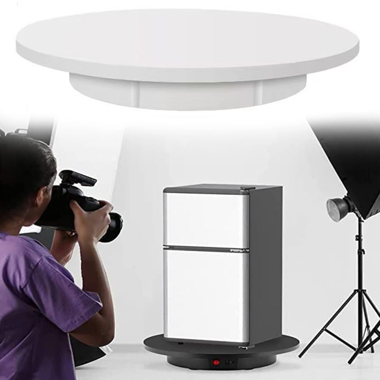 Large Photography Turntable 62CM Motorized Rotating Display Stand with Remote Control Electric Turntable for Products Photo Short Video, Panoramic Images, 3D Scanning,White