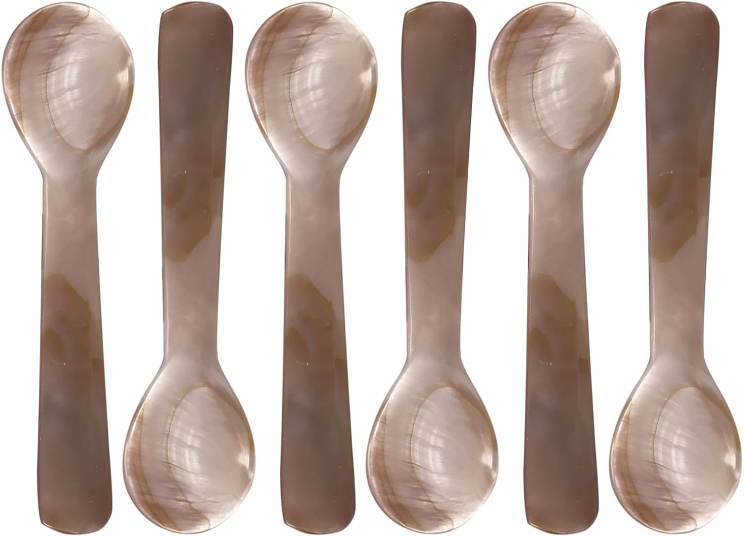 Mother Of Pearl 6 Caviar Spoons Set, 3.54 In / 9 Cm Handcrafted, Fish Roe & Ice Cream Dining Accessory, Elegant For Hotel And Home, Ideal For Caviar Serving