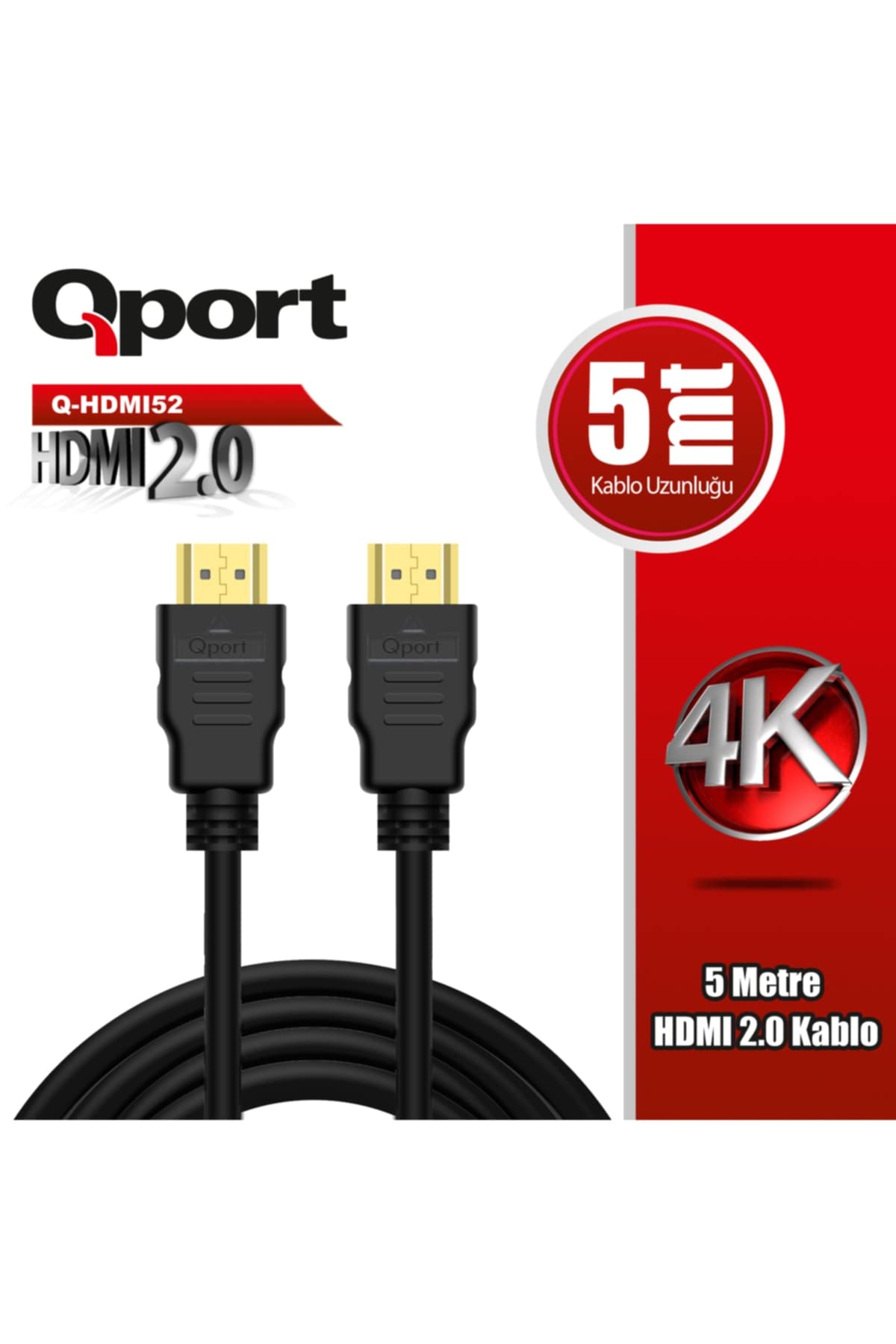 Qport-Q-hdmı52 Altın Uçlu 5 Metre 4k Hdmı2.0 Kablo