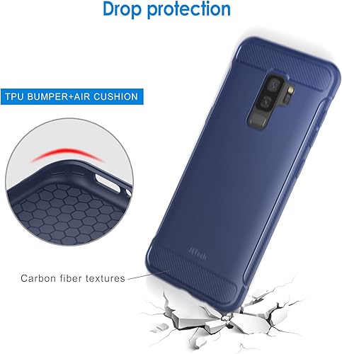 Miniatura 4 de JETech Funda delgada para Samsung Galaxy S9+ Plus, funda delgada con absorción de golpes y diseño de fibra de carbono (azul)