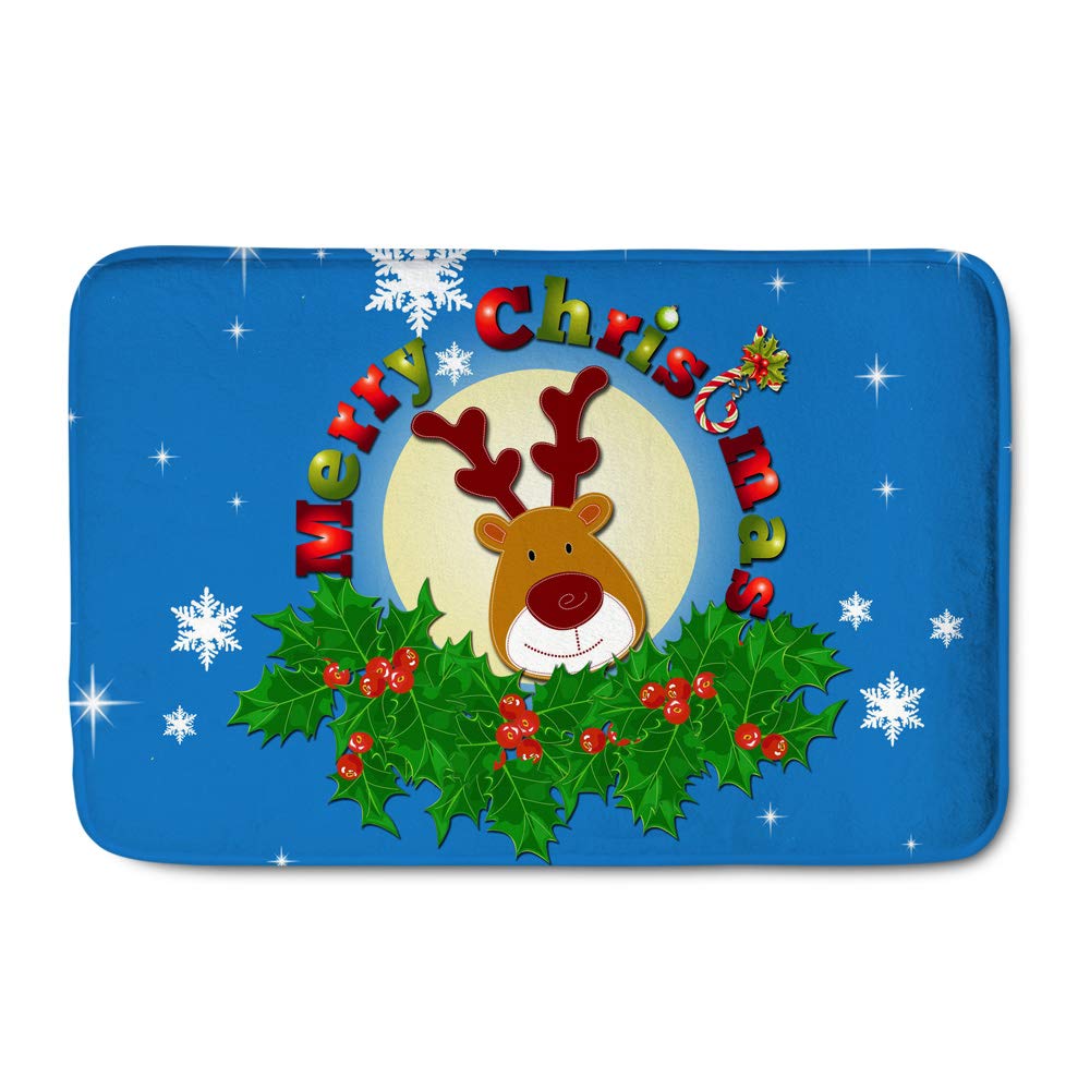 WHEREISART Christmas Doormat Cute Deer Simple Mat for Inside Kitchen Living Room Bathroom Welcome Entrance Mat Water-Absorbing Non Slip