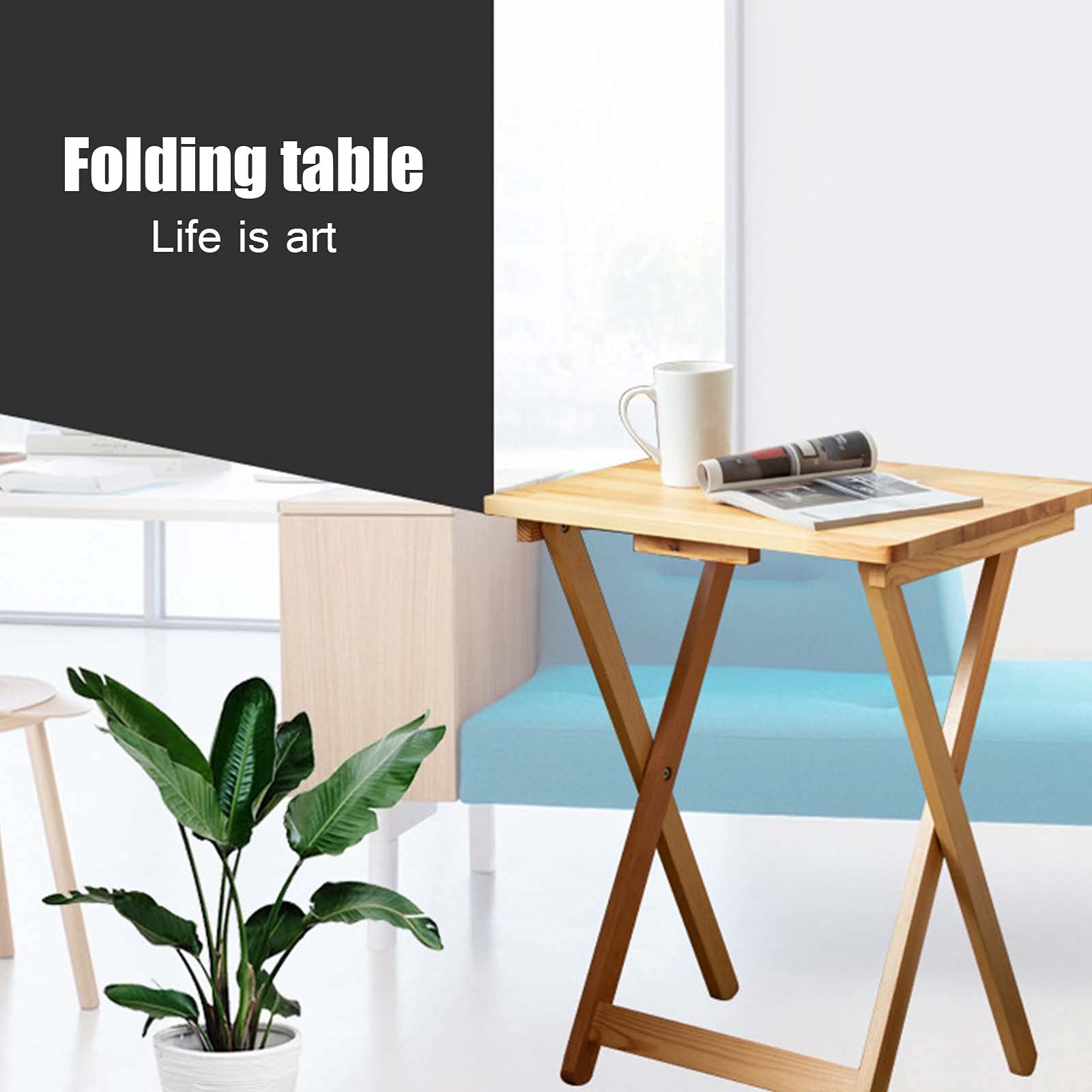 Mesas auxiliares, Mesa Auxiliar para Exteriores de Madera Natural de 20 "de Ancho, Mesa de Picnic Plegable, Muebles de Patio portátiles para terraza, jardín, terraza