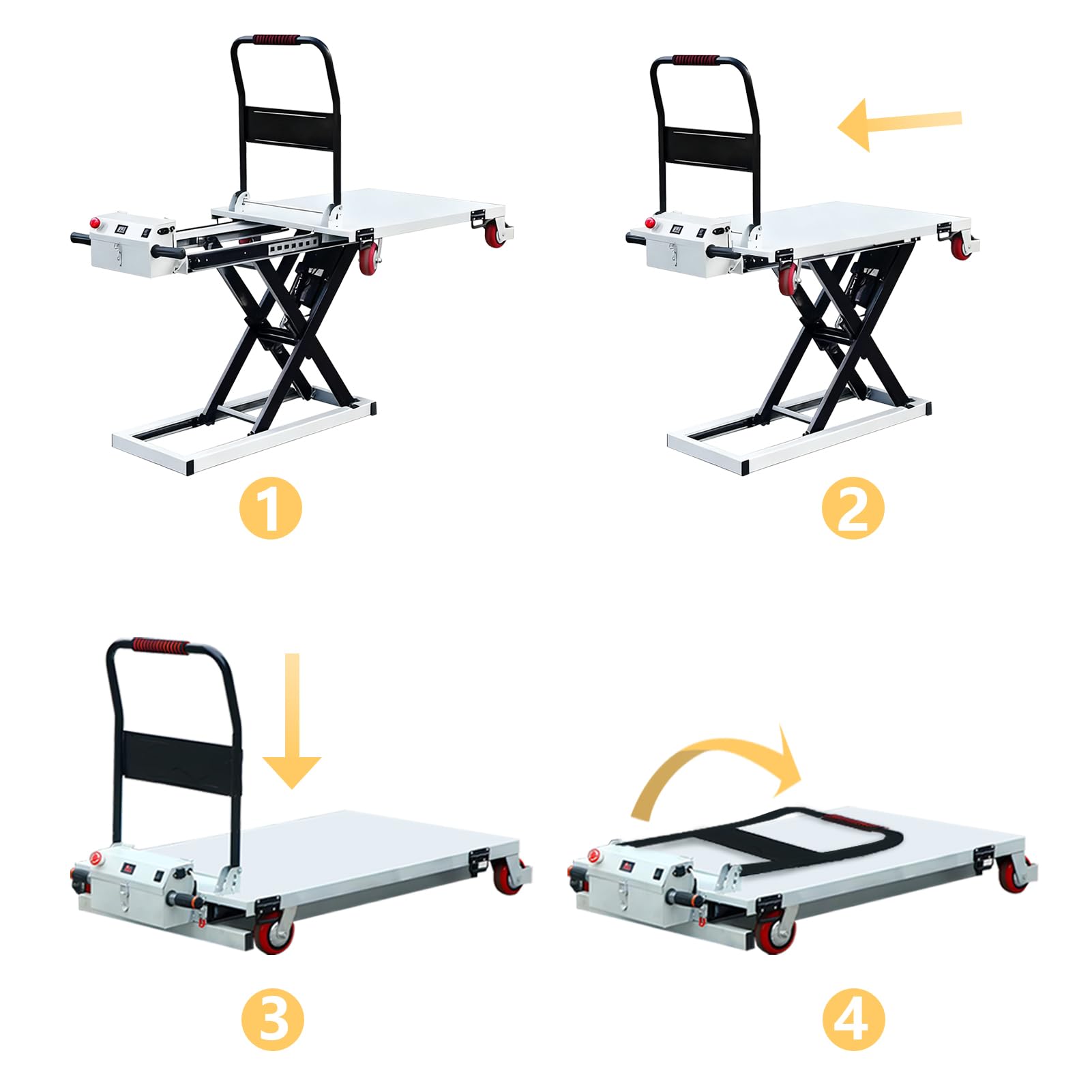 Table Élévatrice Hydraulique Électrique - Capacité jusqu'à 500kg (1100lbs) - Chariot de Manutention avec Panneau de Commande et Arrêt d'urgence - Hauteur 1,2m Max - Idéal pour Entrepôt et Atelier