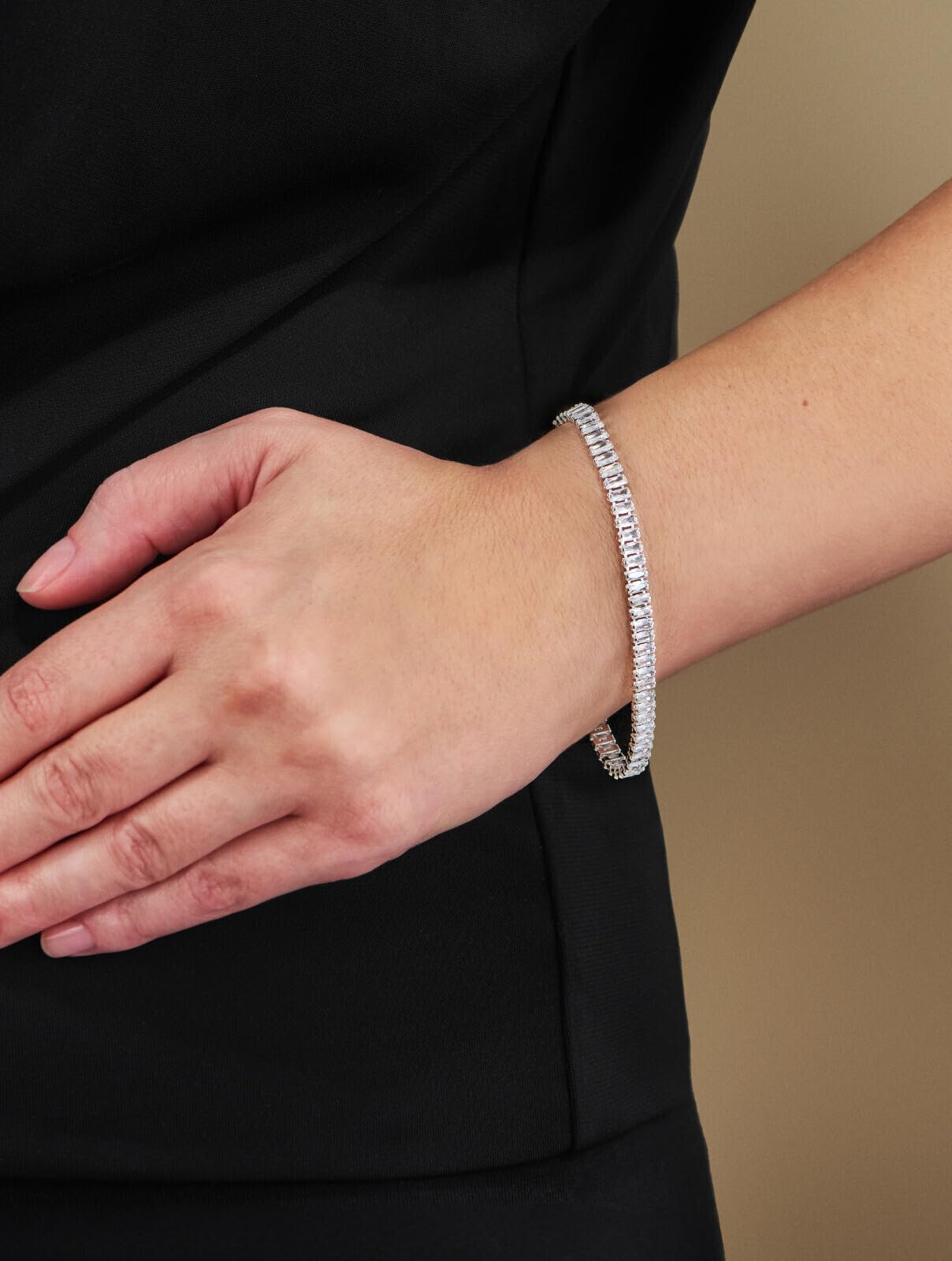 Schöner-SD Tennisarmband Zirkonia eckig 925 Silber Armband