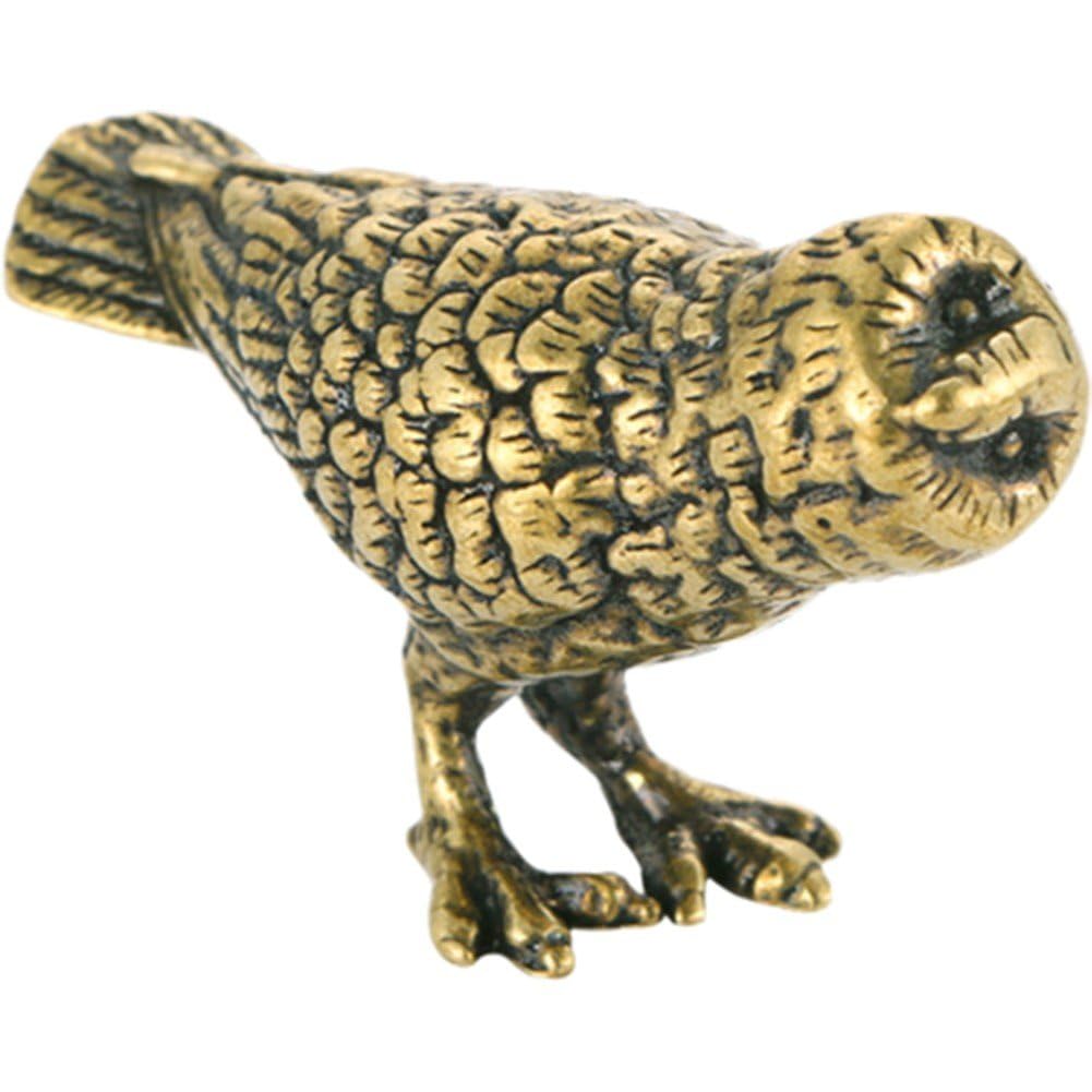 Danlai Brass Vintage Small Owl Ornament Miniatures Owl Statue Desktop Ornament Tea Pet Decoration Animal Bird Figurines Decor