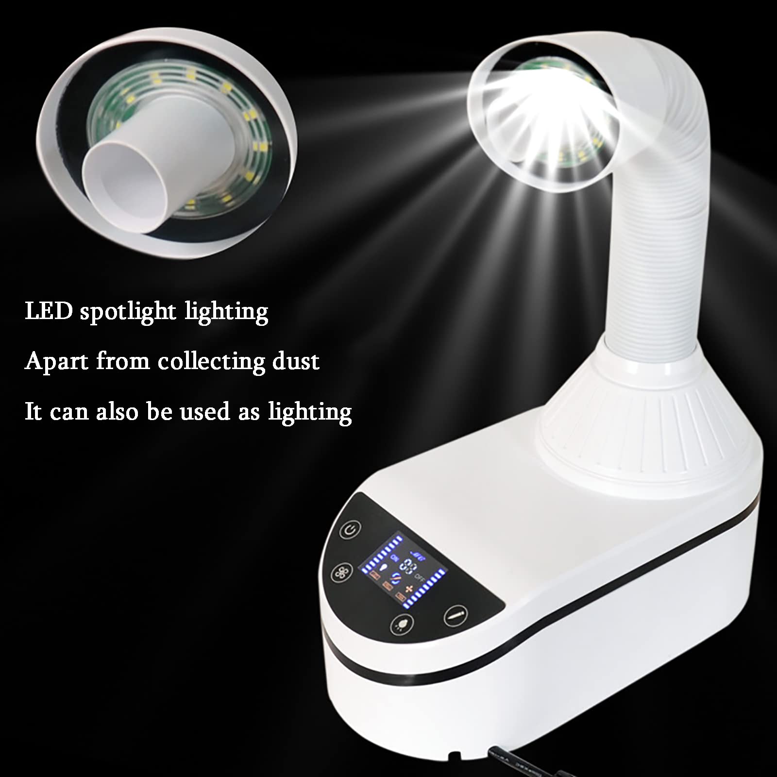 Aspirapolvere per Unghie, aspirapolvere Professionale per Salone di Bellezza da 230 W con Penna abrasiva, Display Touchscreen a LED con Luce a LED, Filtro Riutilizzabile, stru
