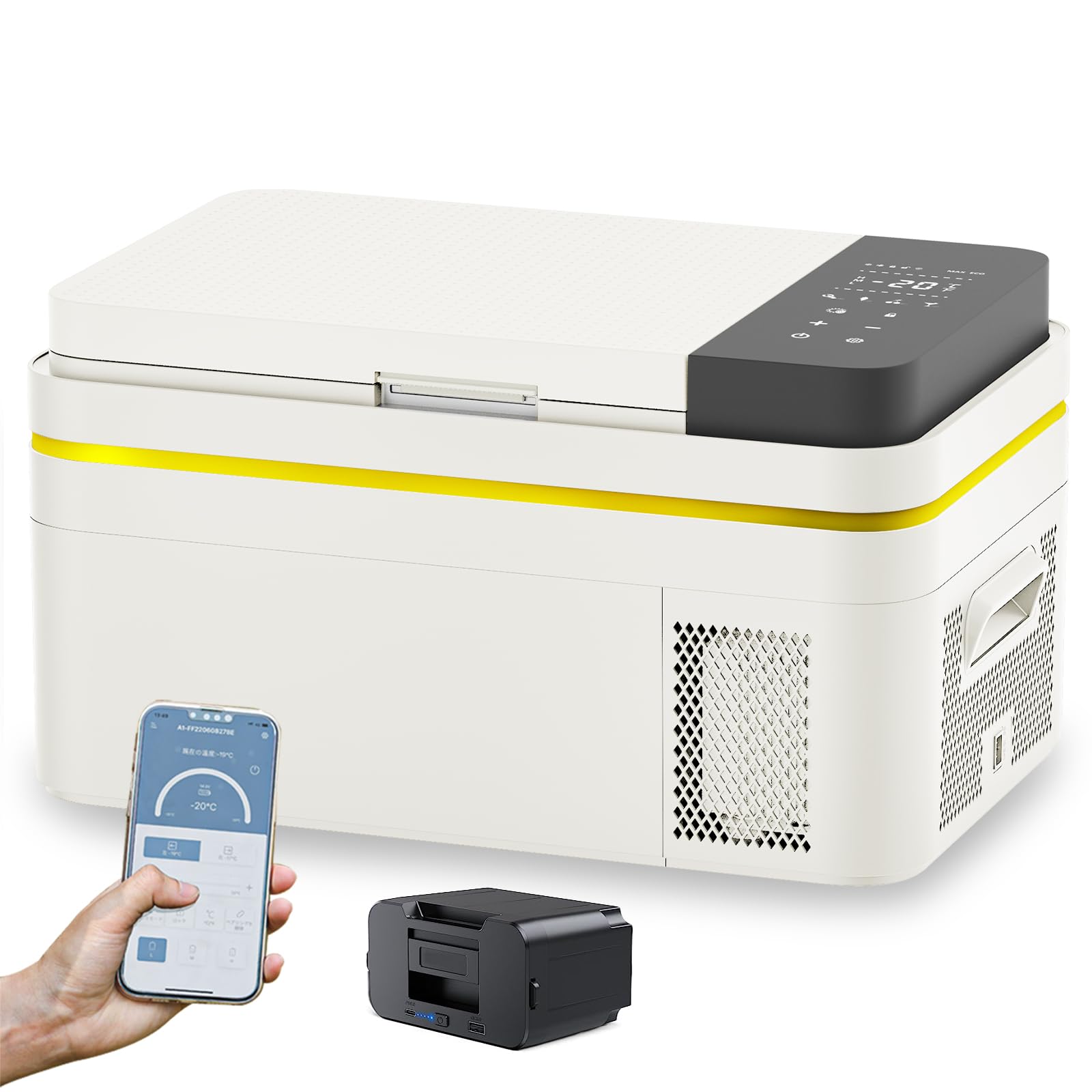 Amazon.co.jp: ポータブル冷蔵庫 20L 車載冷蔵庫 バッテリー付き −20