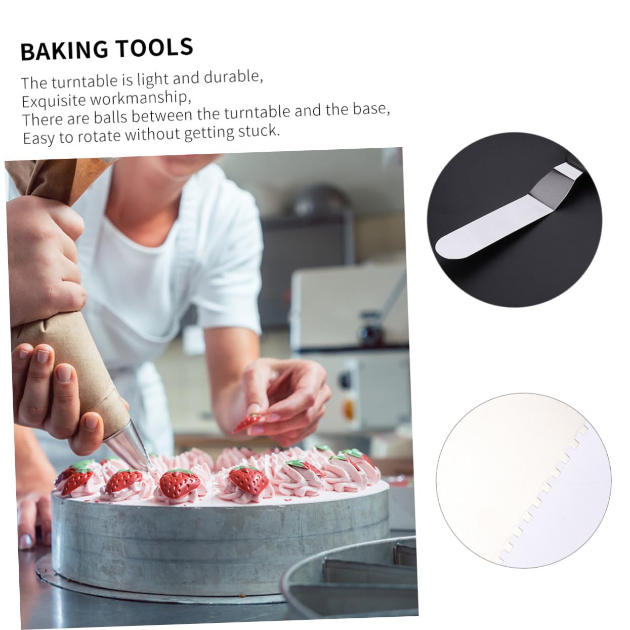 7 Stück Teiliges DIY Backzubehör Set mit Drehbarem Kunststoff Tortenständer Spachteln und Edelstahl Kuchenglättern Leicht Drehbar Vielseitig für Verzierung und Buttercreme