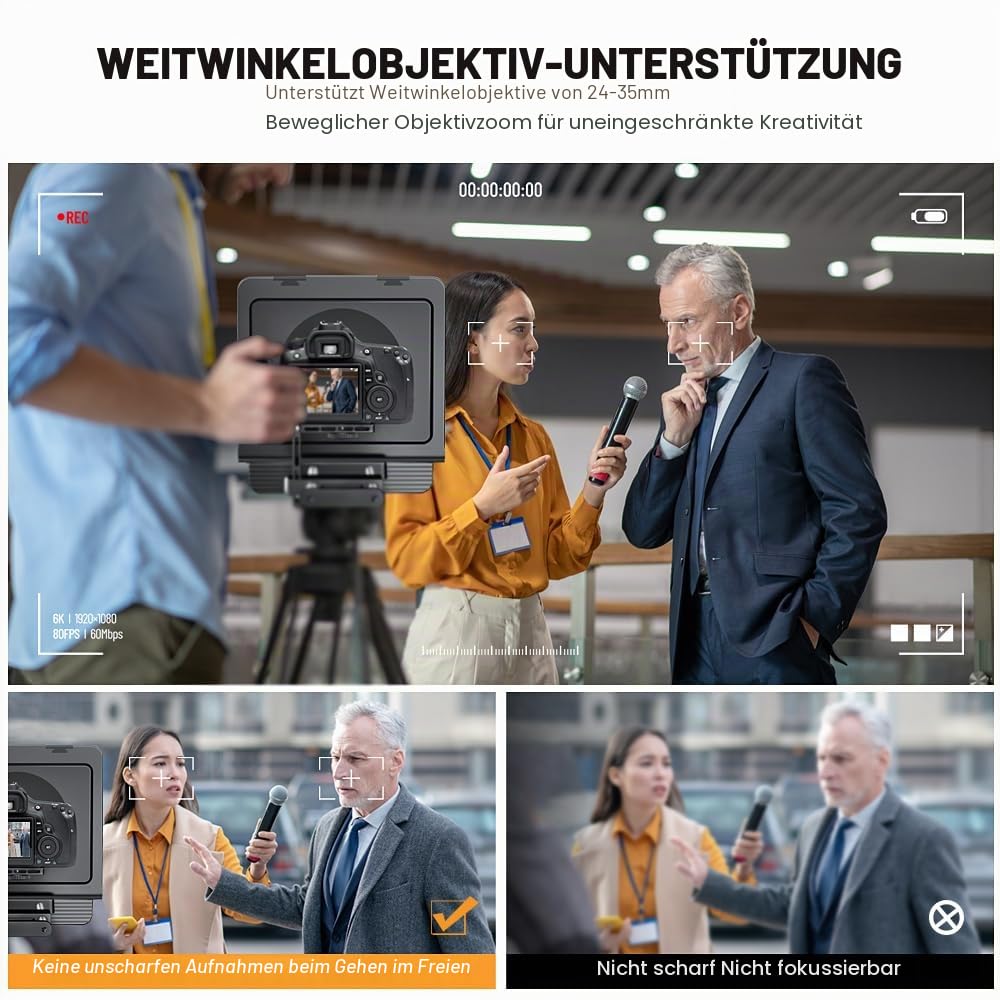 LENSGO 10''Mini Teleprompter für Kameras, APP Kompatibel mit iOS/Android für Interview/Online-Unterricht/Vlogger/Live Streaming Prompter Unterstützung 24-35MM Weitwinkelobjektiv Schießen (for Camera)