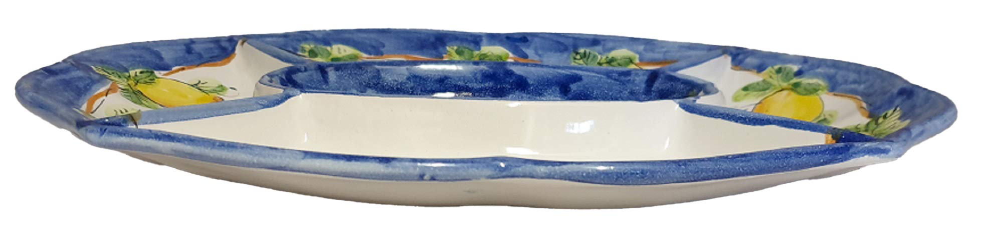Antipastiera con Limoni in Ceramica di Vietri Dipinta a Mano, Lunghezza 35 cm, Larghezza 26 cm, Vassoio Piatto Aperitivo Arredo Tavola Cucina Made in Italy