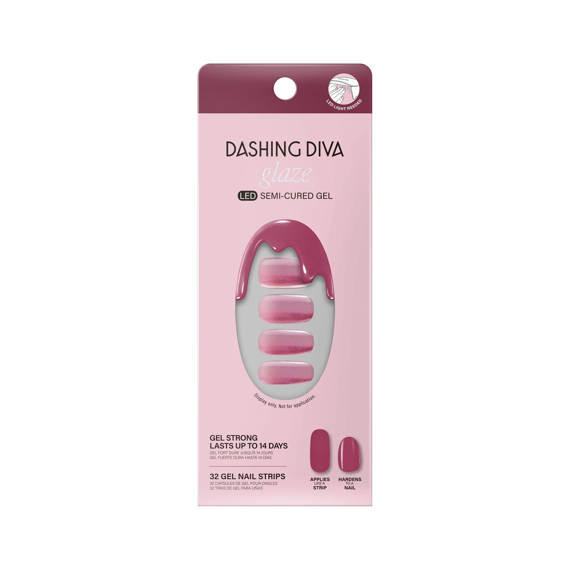 Dashing DivaGlaze Nail Strips - Sangria Glaze | Works with Any LED Nail Lamp | Long Lasting, Semicured Gel Nail Strips | Contains 34 Salon Soft Plum Nail Wraps, 1 Prep Pad, 1 Nail File