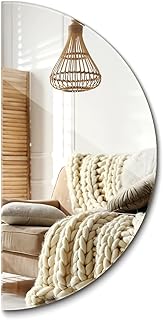 Comprar Espejo Media Luna 30x60 cm Pared semicircular | Diseño Elegante y Limpio | Ideal baño salón Dormitorio Pasillo | Decoración Moderna hogar | Montaje fácil Ganchos