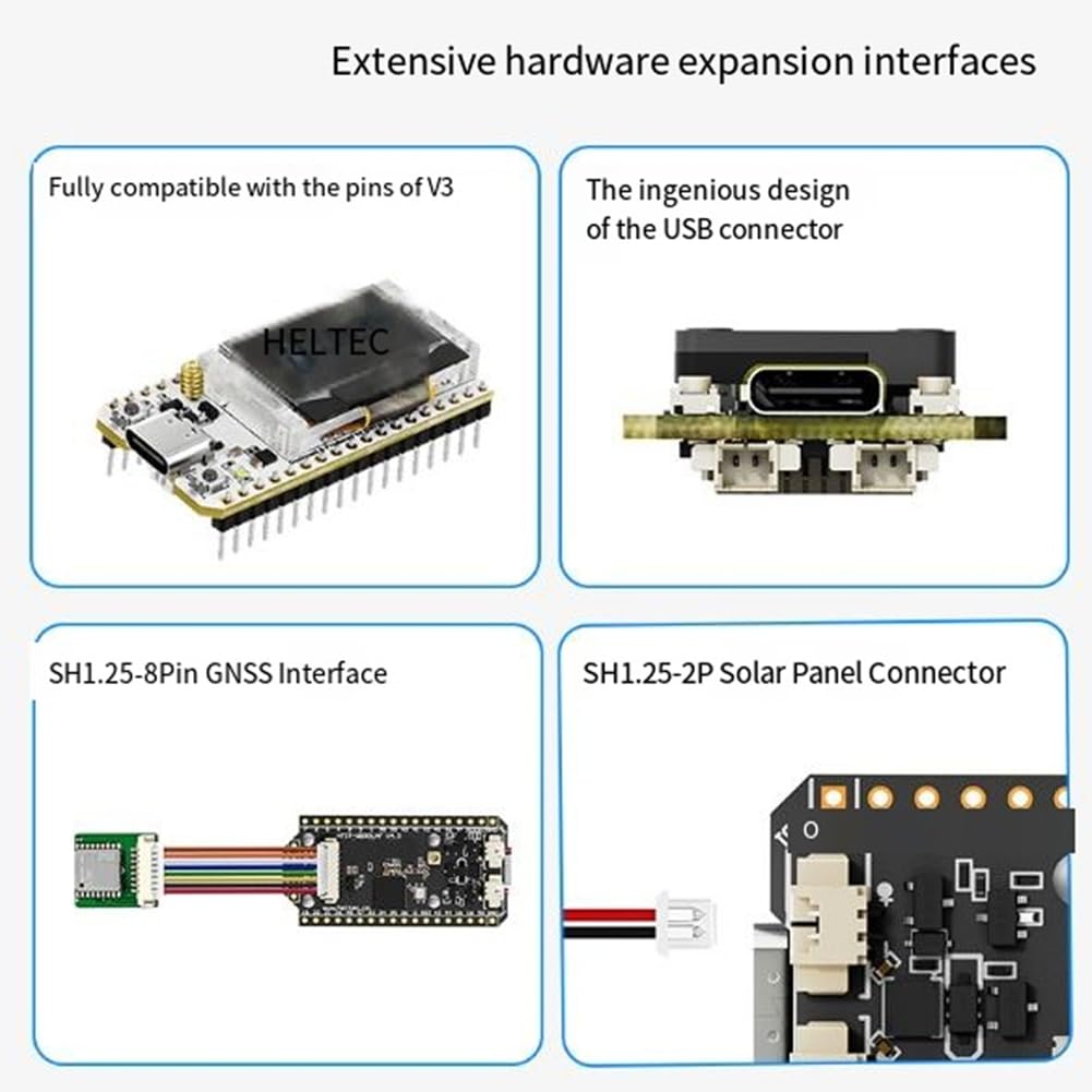 Mise à Niveau du Réseau Maillé Heltec WiFi Lora 32 (V4) GPS SX1262 avec Écran OLED 0,96 Pouce, Alimentation Solaire, WiFi Lora BLE Basse Consommation
