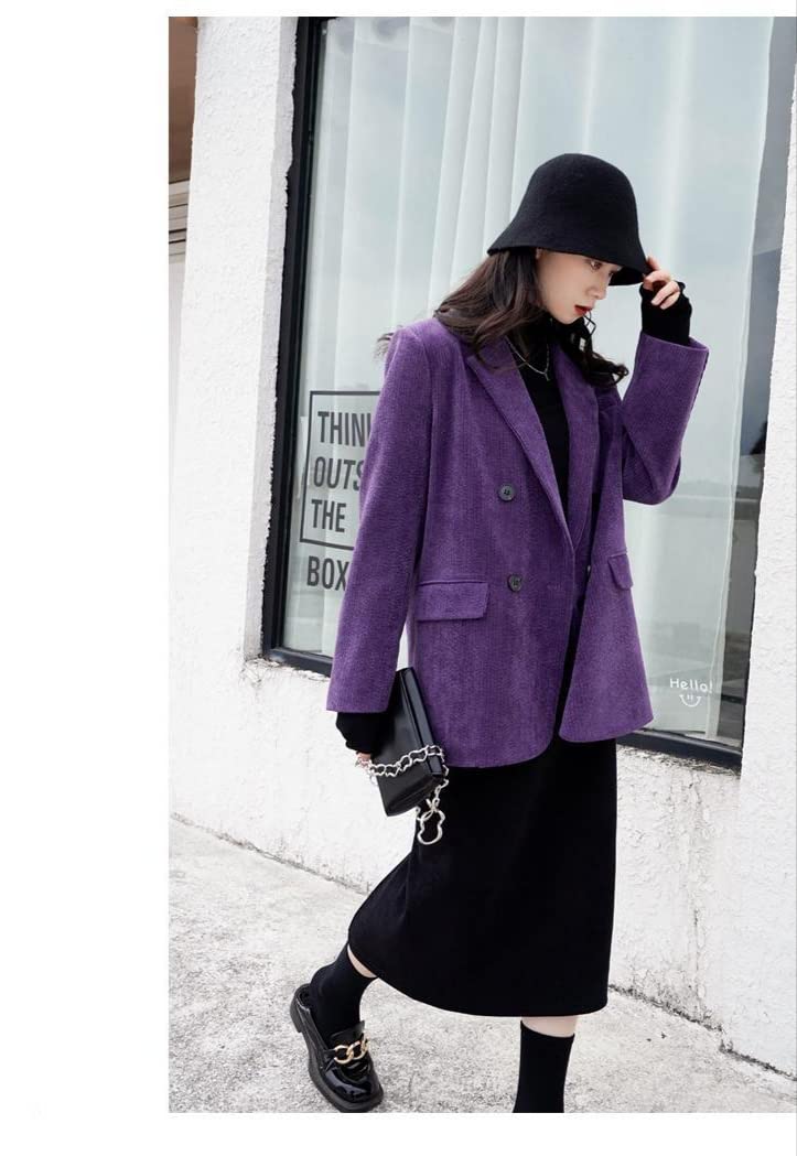 TOBILE Blazer Giacca per Velluto A Velluto A Velluto retrò Viola Spessa Giacca Casual Autunno E Inverno