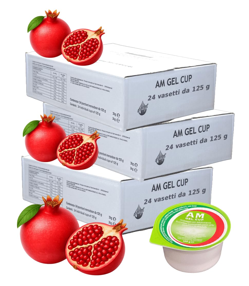 AM Gel Cup Acquagel Granatina con Edulcorante Acqua Gelificata - 72 Vasetti da 125 g
