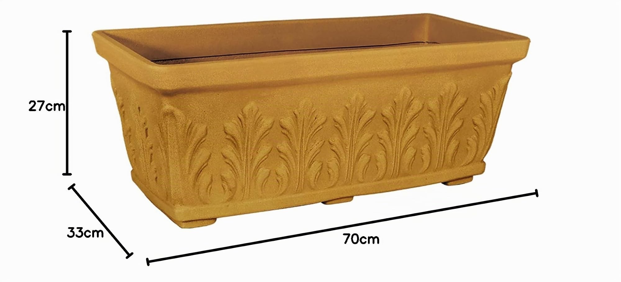 Decor Space Fioriera Foglia in resina con decorazione Made in Italy per fiori e piante (70 cm, Terracotta)